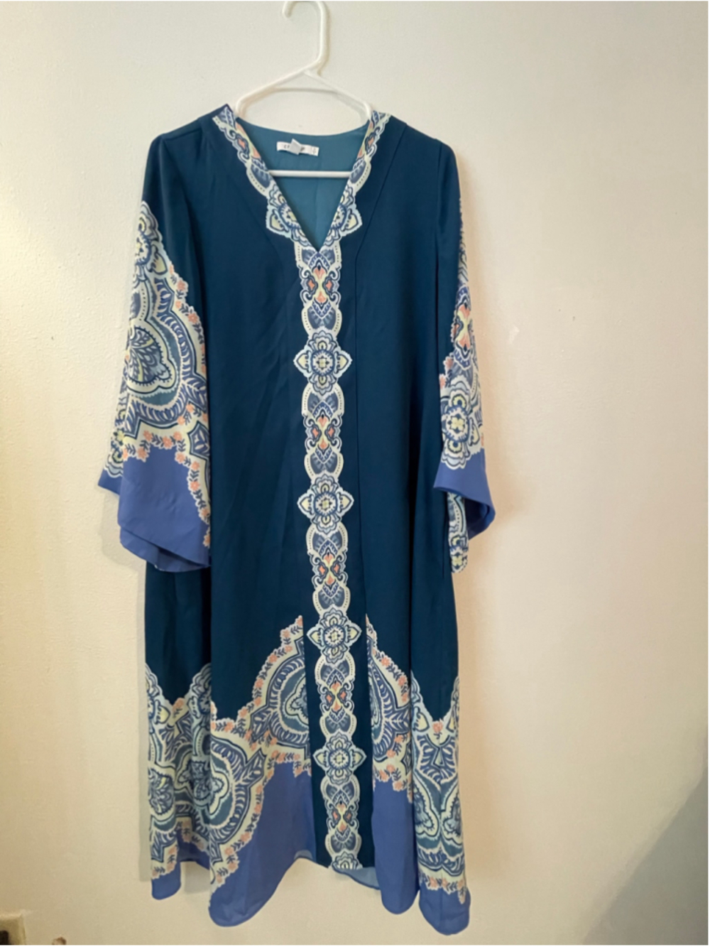Women's Chico's Blue Paisley Print Kaftan Cover-Up One Size